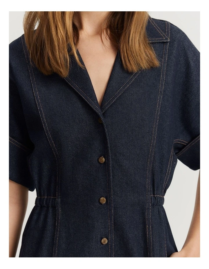 Button Front Denim Dress in Indigo Rinse image 2