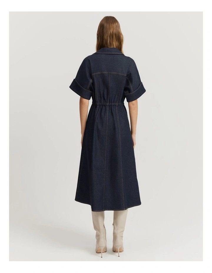 Button Front Denim Dress in Indigo Rinse image 4