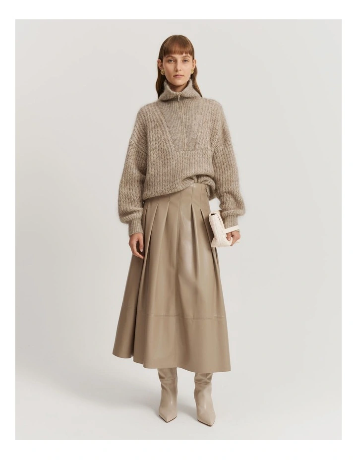 Zip Detail Knit in Fawn Marle image 2