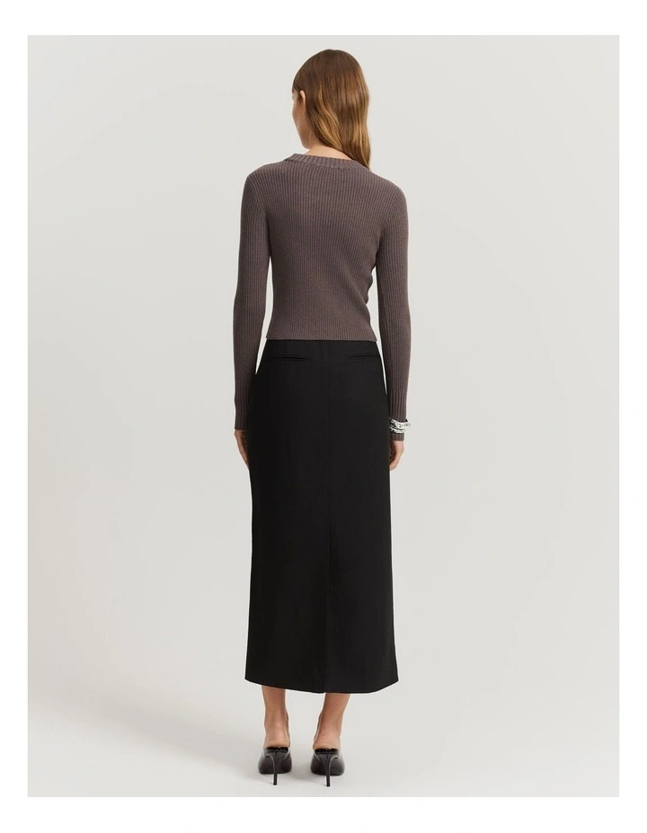 Organically Grown Cotton Blend Crop Rib Knit in Truffle Marle image 4