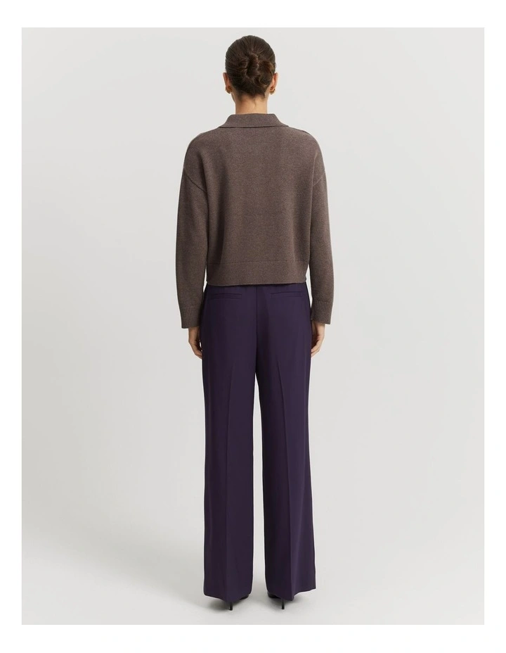 Organically Grown Cotton Blend Crop Crew Neck Knit in Truffle Marle image 4