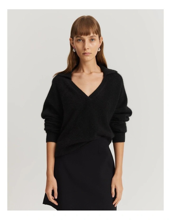 Gcs-certified Brushed Cashmere Polo in Black image 1