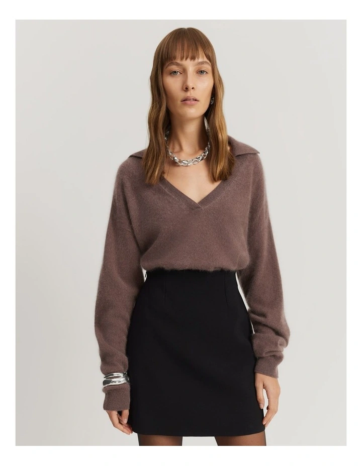 Gcs-certified Brushed Cashmere Polo in Truffle image 3