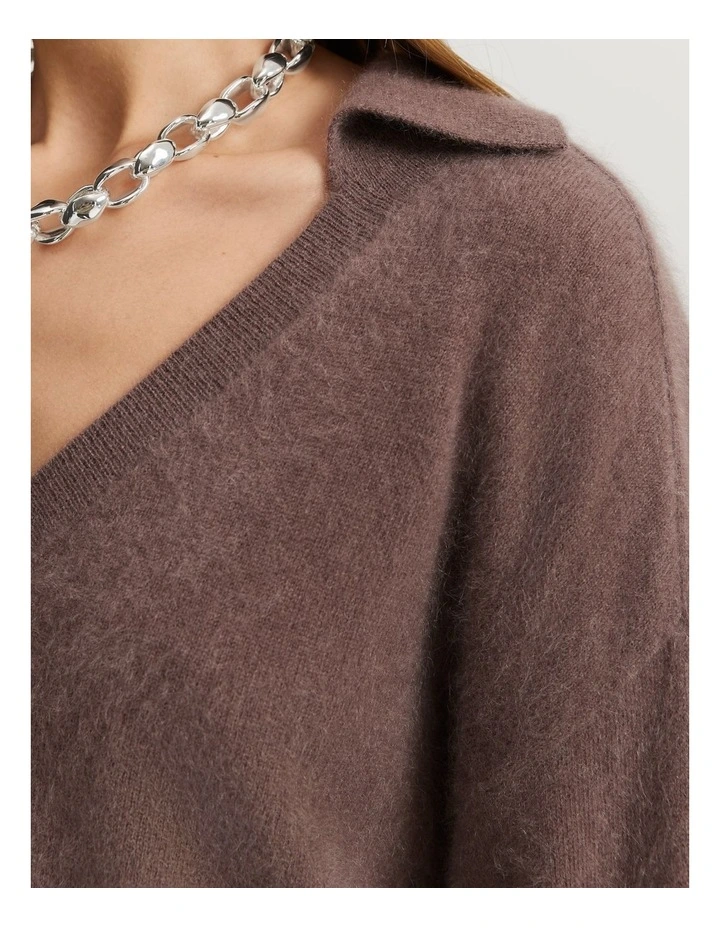 Gcs-certified Brushed Cashmere Polo in Truffle image 4