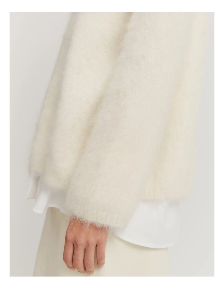 Soft Fluffy Crew Neck in Cream image 3