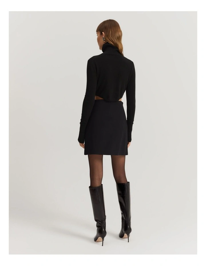 Gcs-certified Cashmere Blend Cropped Roll Neck Knit in Black image 4