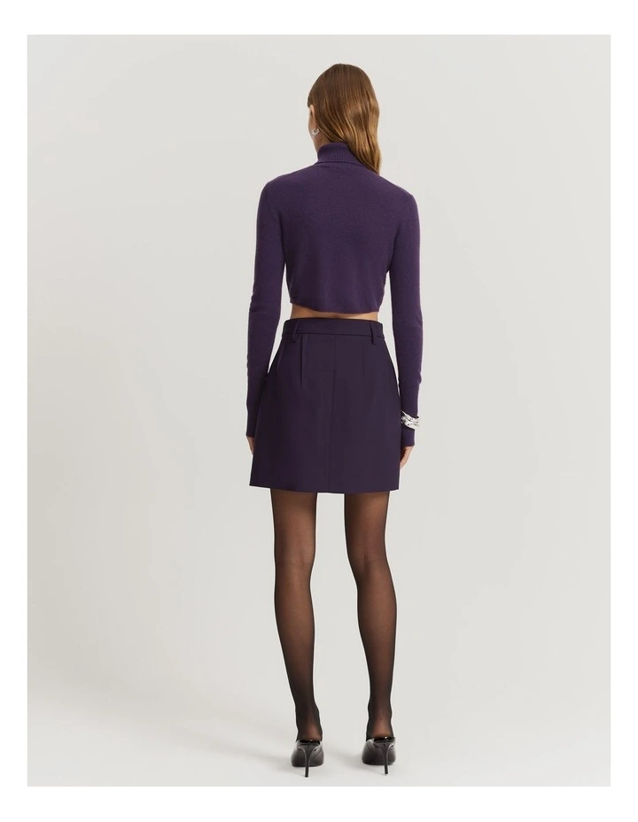 Gcs-certified Cashmere Blend Cropped Roll Neck Knit in Eggplant image 3