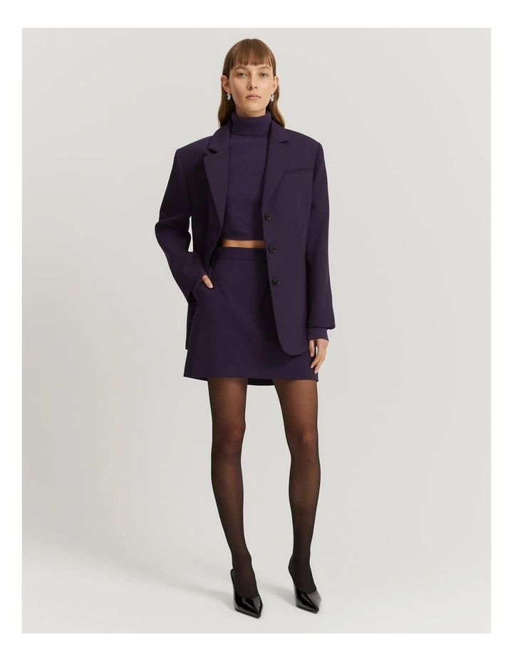 Gcs-certified Cashmere Blend Cropped Roll Neck Knit in Eggplant image 4