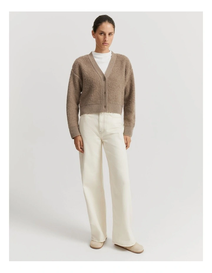 Boucle Crop Cardigan in Fawn image 2