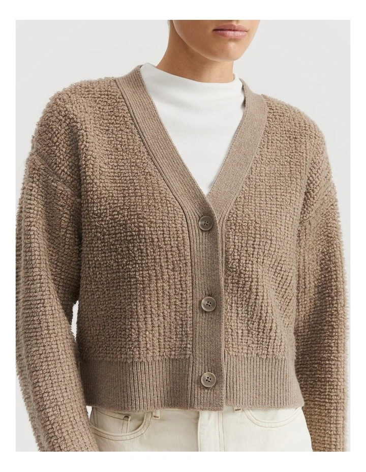 Boucle Crop Cardigan in Fawn image 3