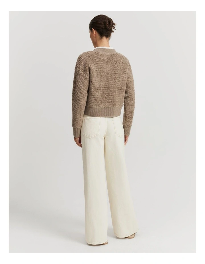 Boucle Crop Cardigan in Fawn image 4