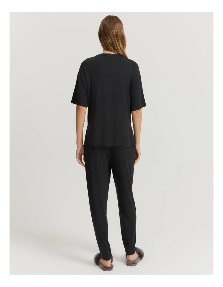 Short Sleeve Pyjama Top in Black image 4
