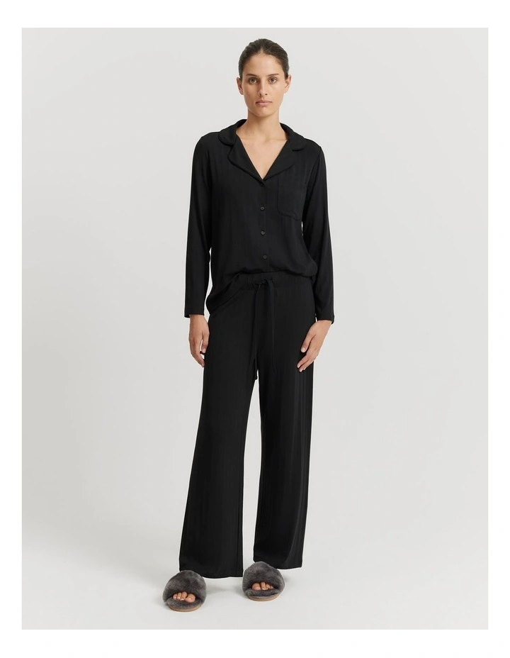 Wide Legging Pyjama Pant in Black image 1