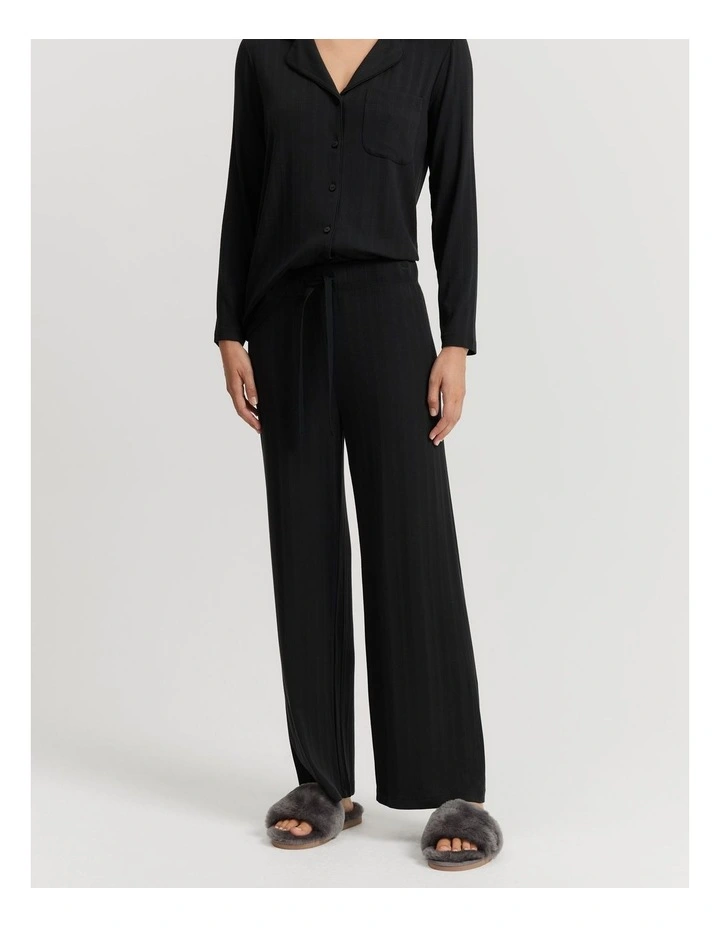 Wide Legging Pyjama Pant in Black image 2