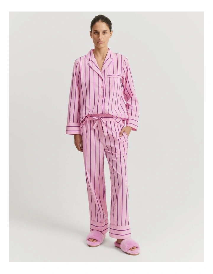 Australian Cotton Stripe Pyjama Set in Rose Stripe image 1