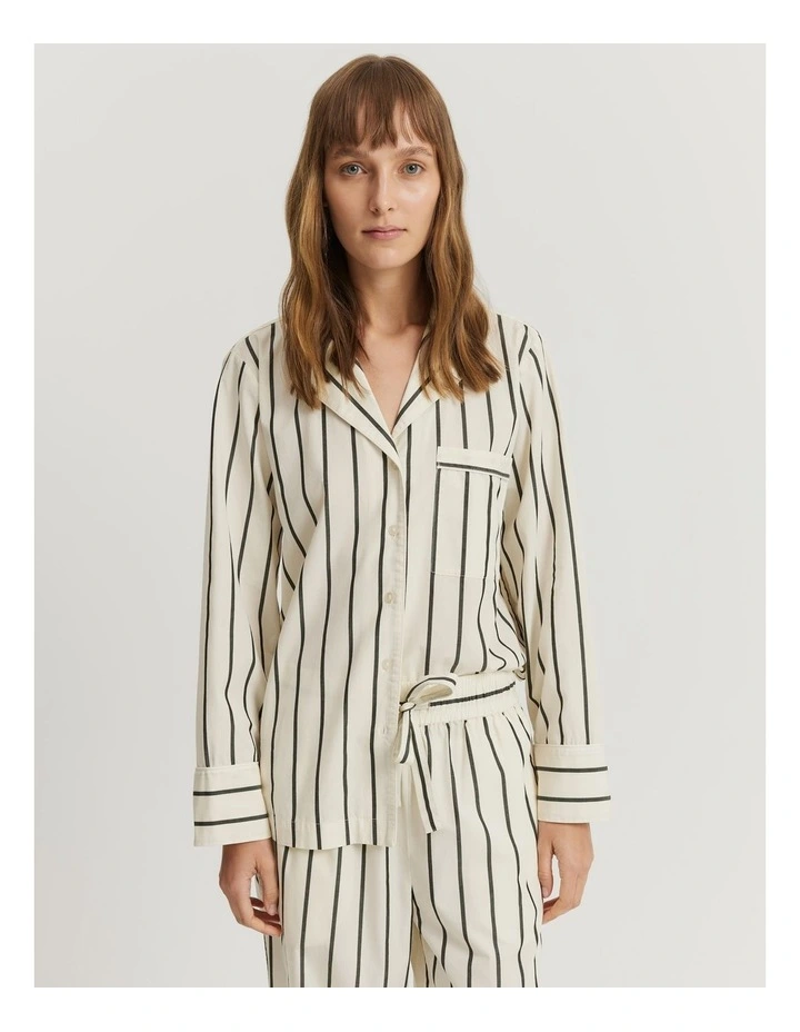 Cotton Stripe Pyjama Set in Black Stripe image 2