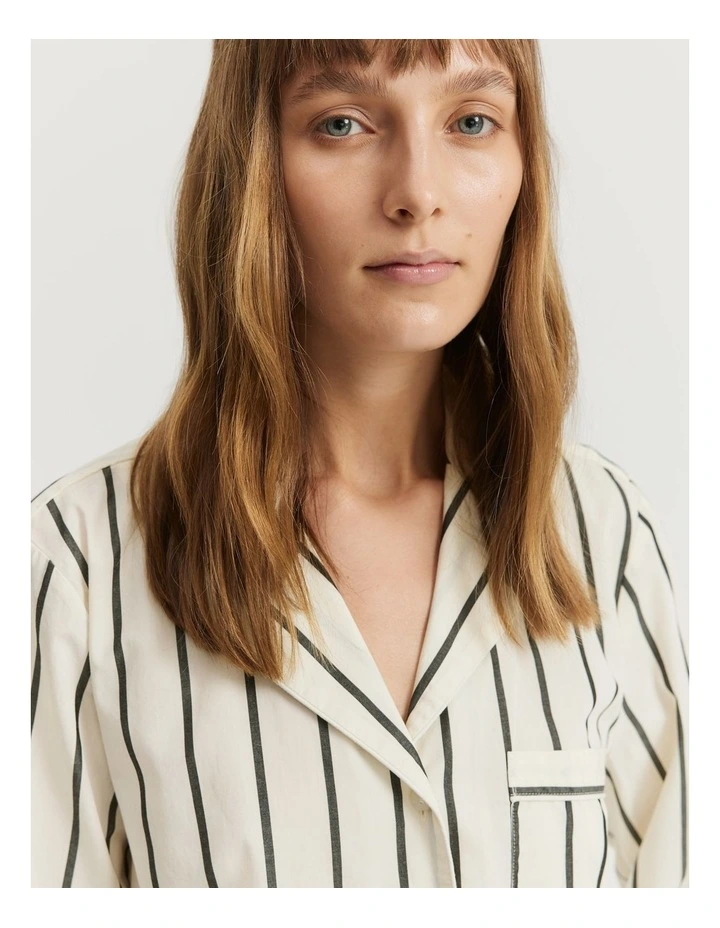 Cotton Stripe Pyjama Set in Black Stripe image 3