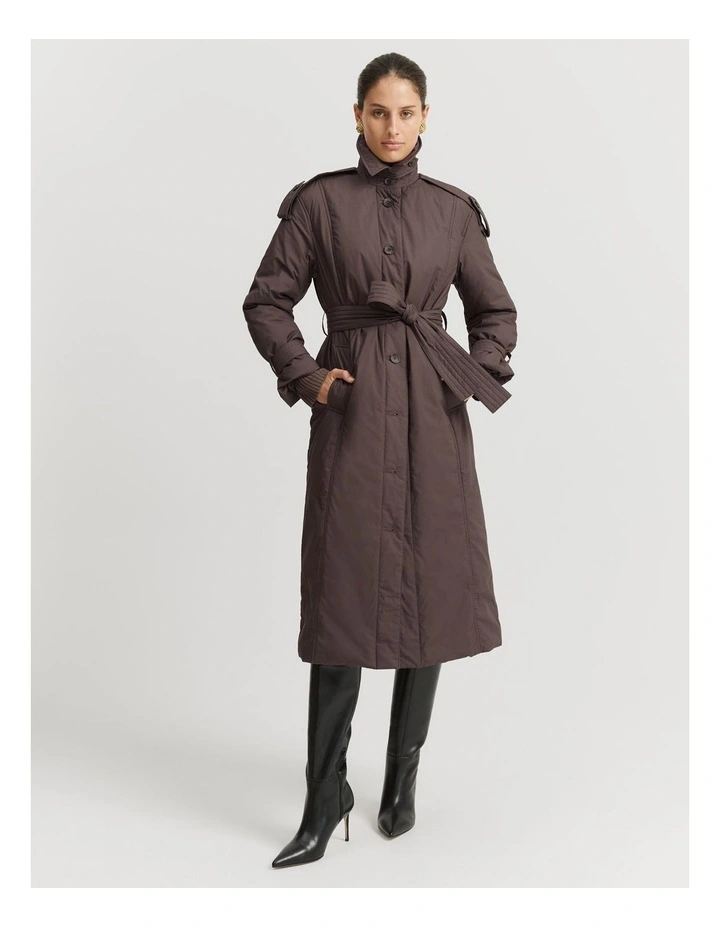 Padded Trench Coat in Truffle image 1