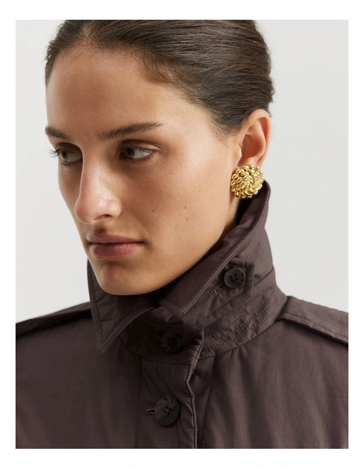 Padded Trench Coat in Truffle image 3