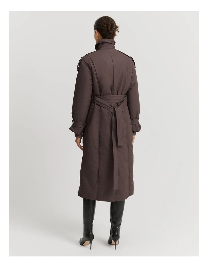 Padded Trench Coat in Truffle image 4