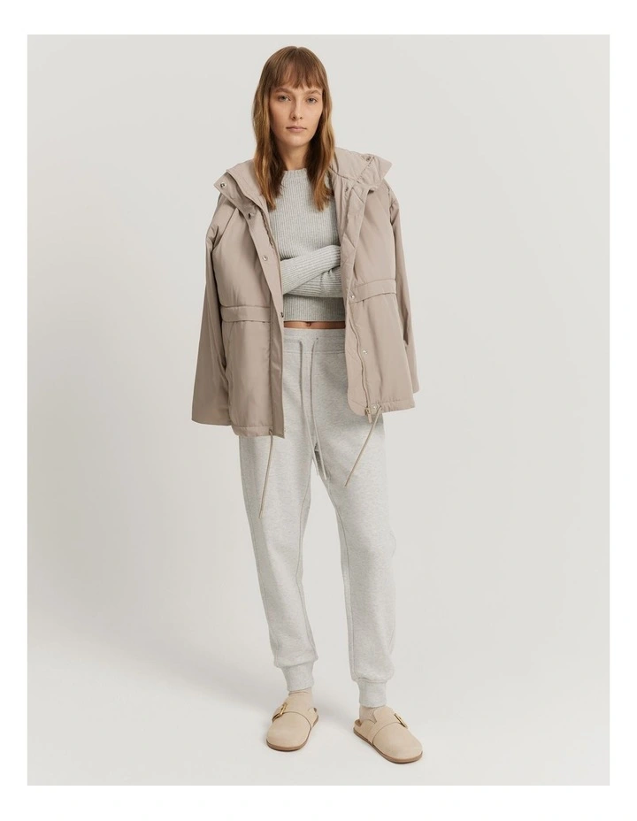Australian Cotton Rib Cuff Track Pant in Light Grey Marle image 1