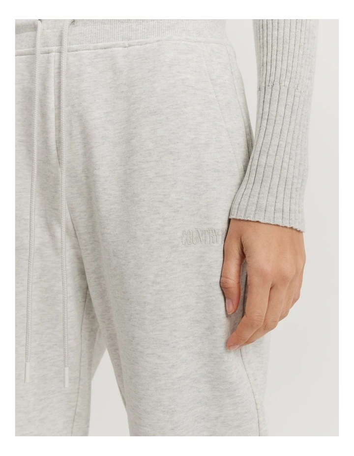 Australian Cotton Rib Cuff Track Pant in Light Grey Marle image 3