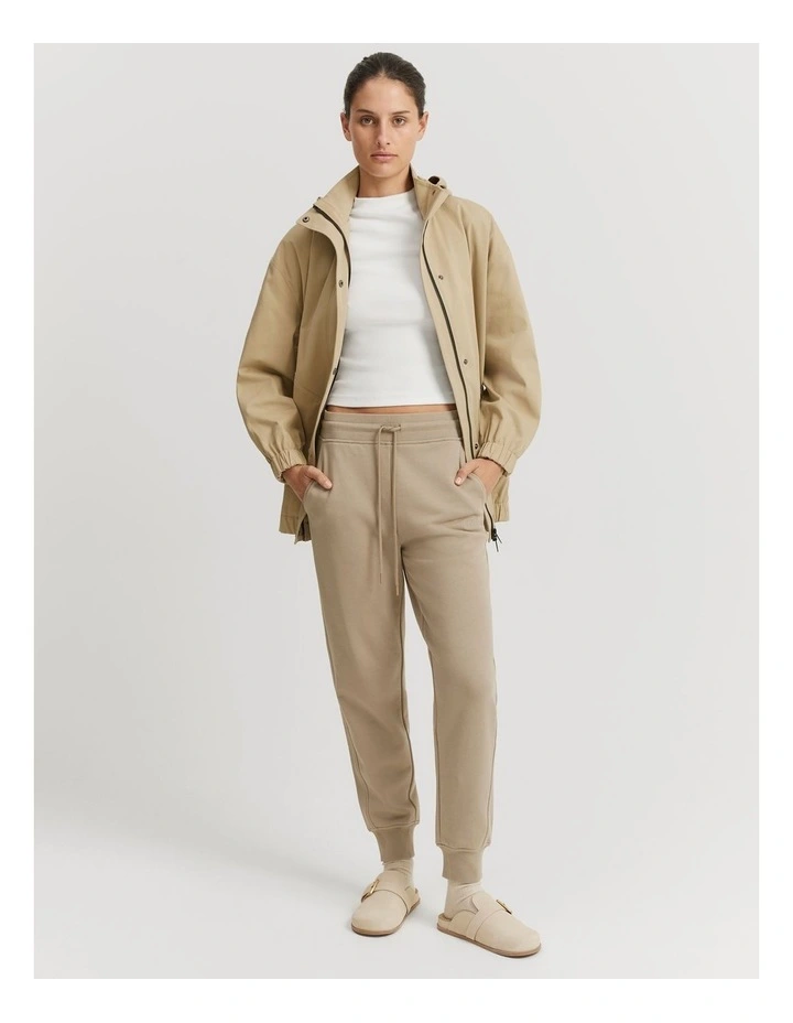 Australian Cotton Rib Cuff Track Pant in Fawn image 1