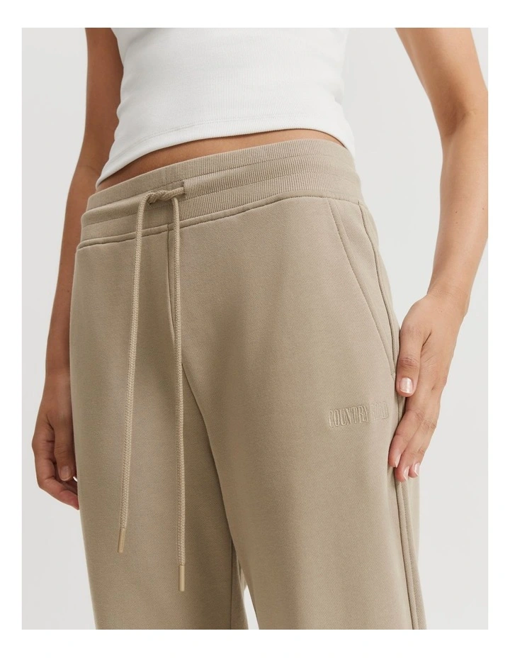 Australian Cotton Rib Cuff Track Pant in Fawn image 3