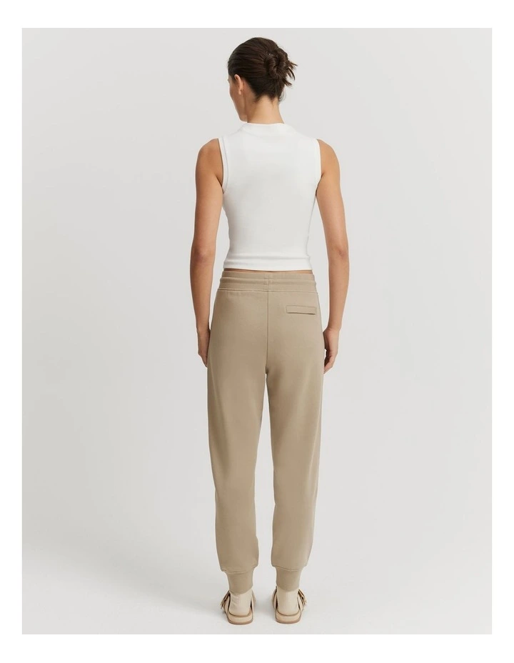 Australian Cotton Rib Cuff Track Pant in Fawn image 4