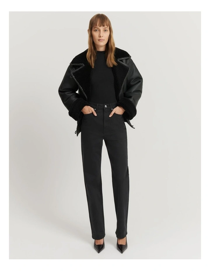 High Rise Straight Jean in Black image 1