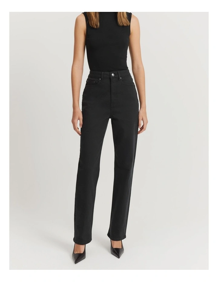 High Rise Straight Jean in Black image 2