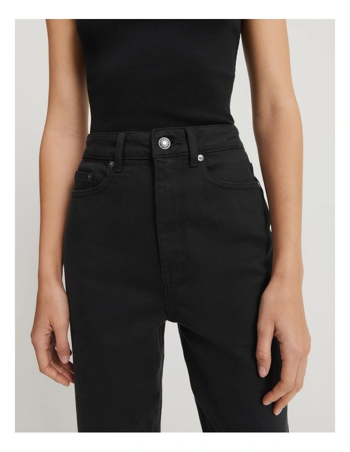 High Rise Straight Jean in Black image 3