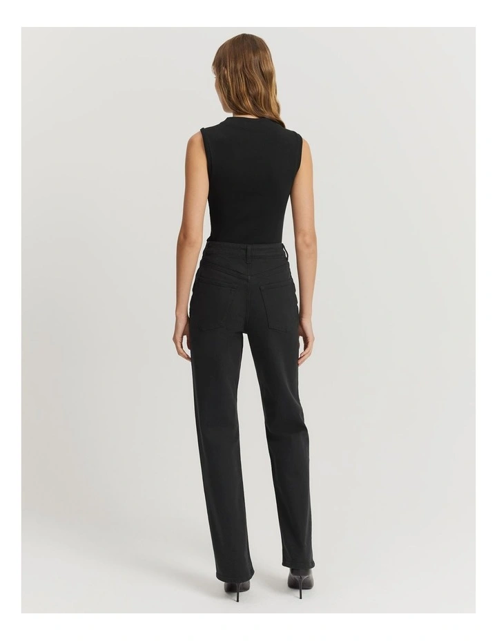 High Rise Straight Jean in Black image 4