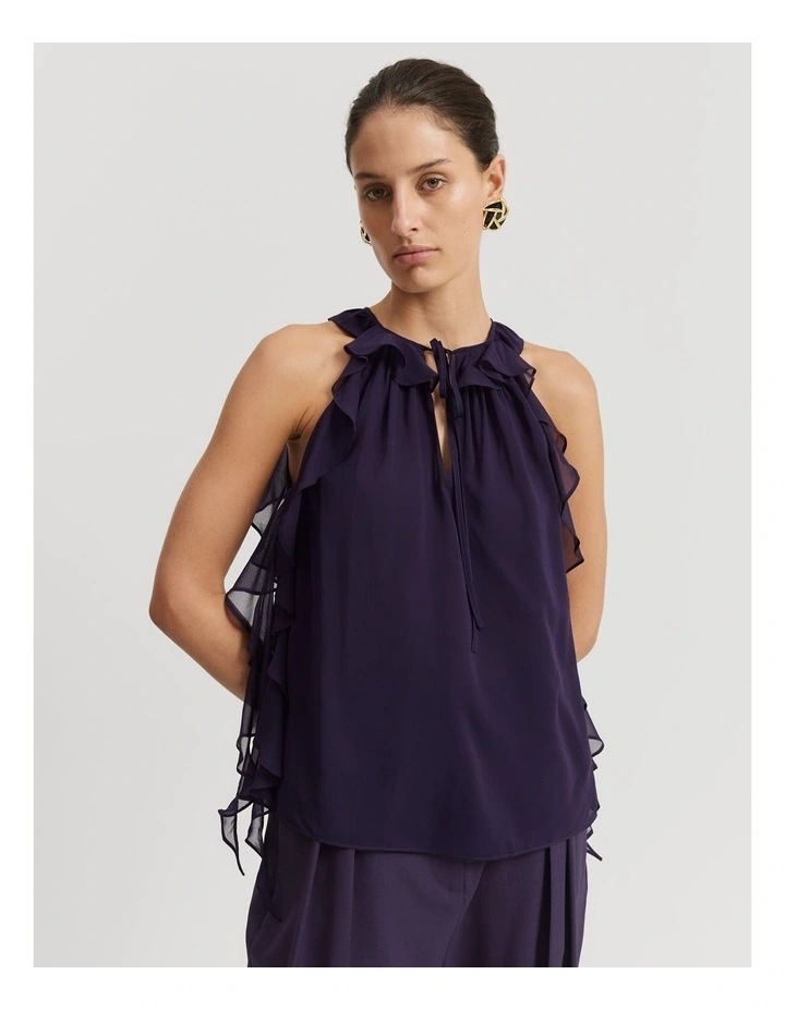 Statement Eggplant Extra Ruffle Occasion Blouse••• main image 0