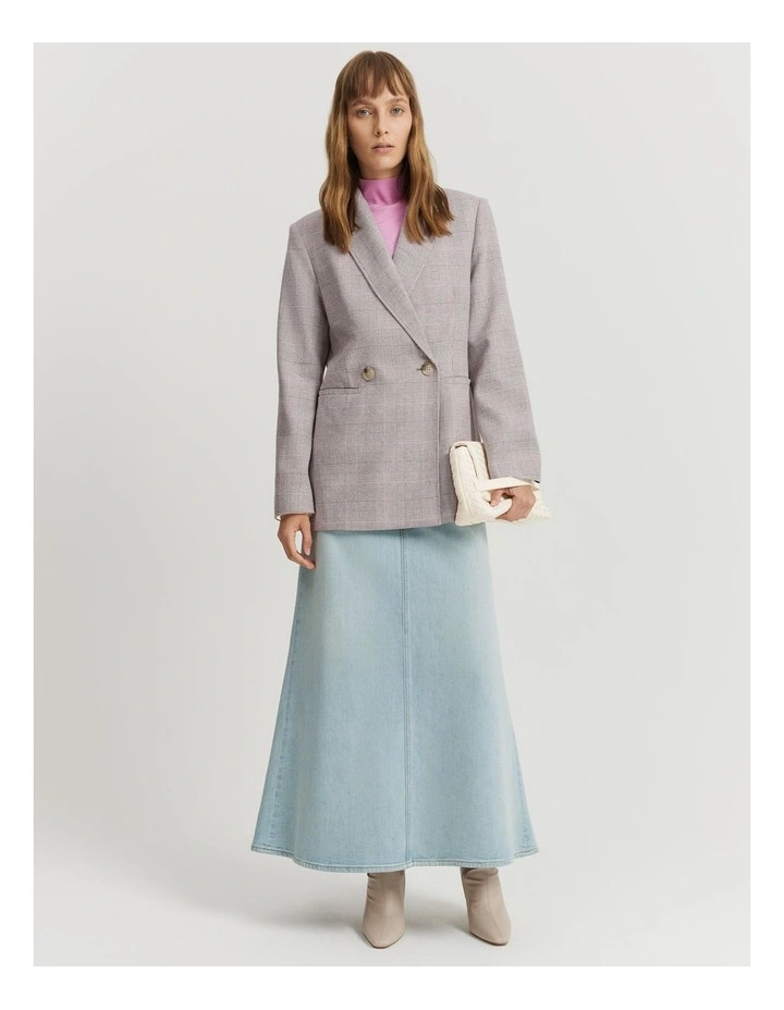 Twill Check Blazer in Truffle Check image 3