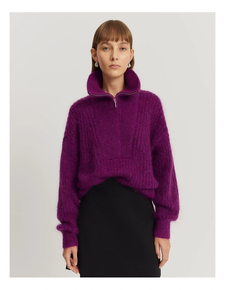 Zip Detail Knit in Boysenberry image 2