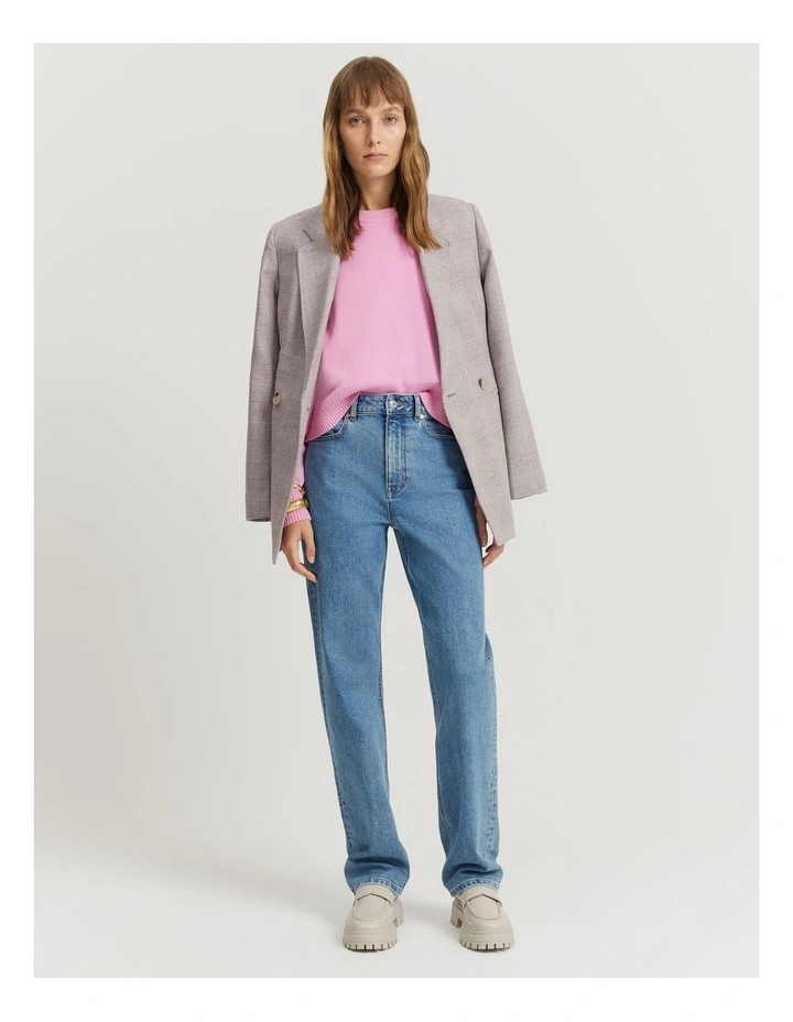 Organically Grown Cotton Blend Crop Crew Neck Knit in Rosetta image 3