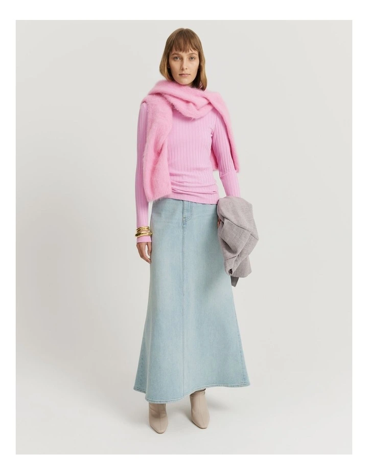 Long Sleeve Rib Top in Rosetta image 2