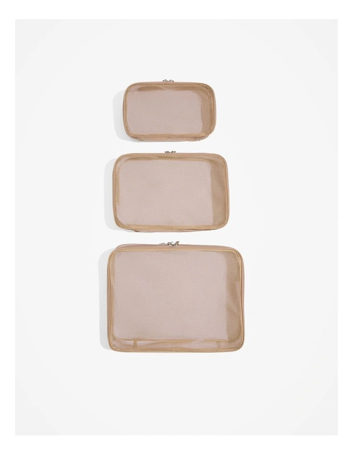 Recycled Polyester Travel Cube Set of 3 in Nougat image 2