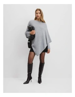 Brushed Cashmere Wrap in Light Grey Marle