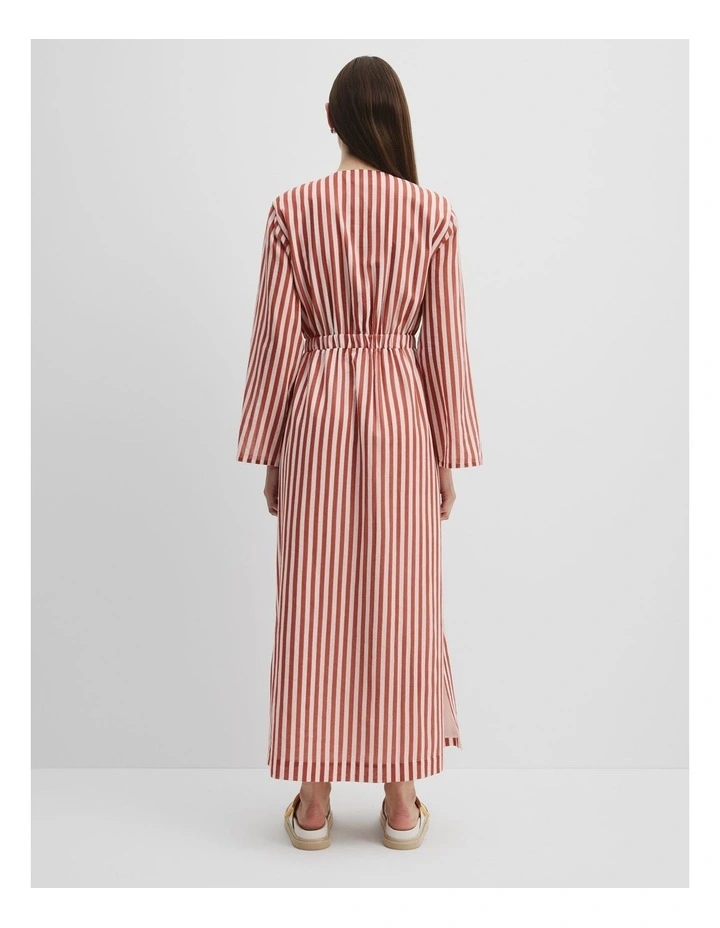 Textured Midi Dress in Russet Stripe image 5