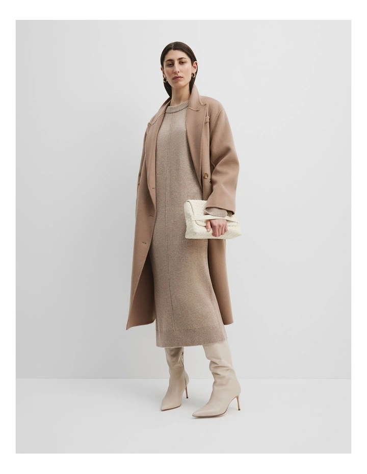 Blend Crew Neck Knit Dress in Dune Marle image 3