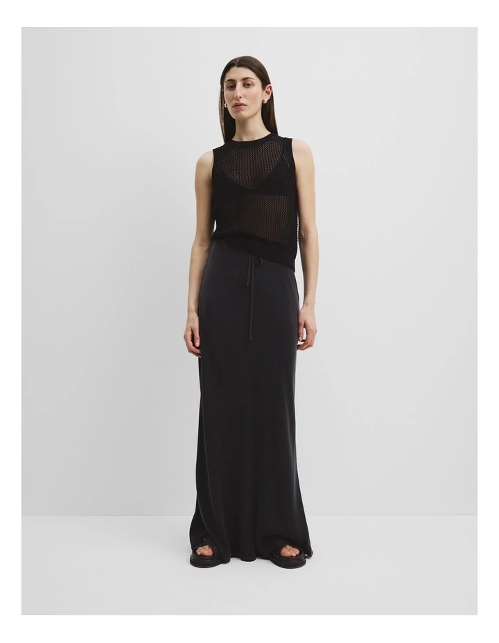 Organically Grown Cotton Crochet Knit Tank in Black image 1