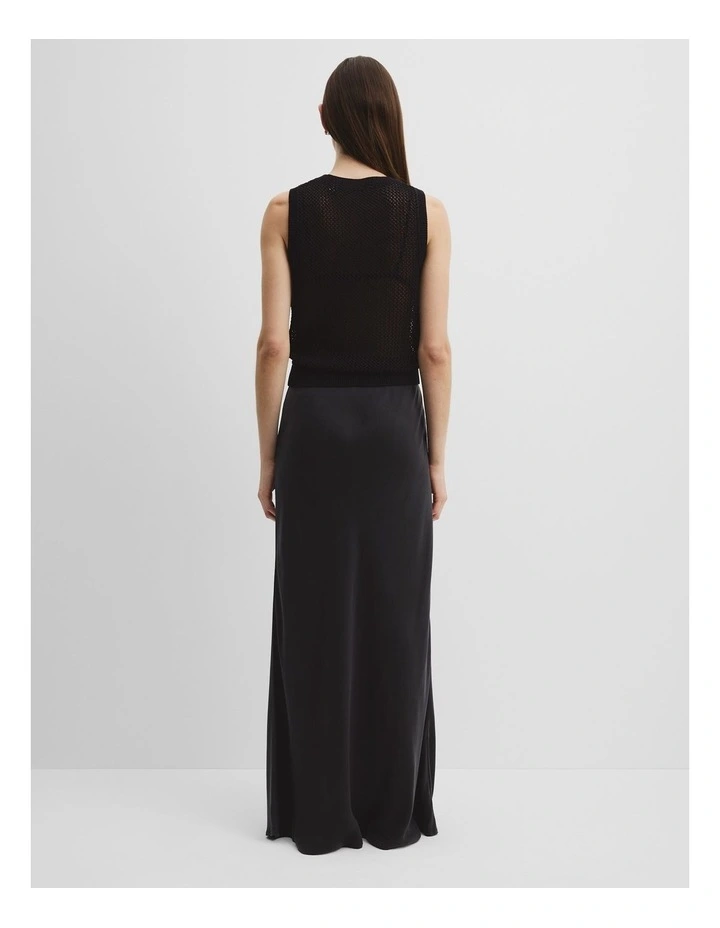 Organically Grown Cotton Crochet Knit Tank in Black image 5