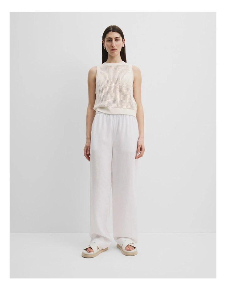 Organically Grown Cotton Crochet Knit Tank in Blanc image 2