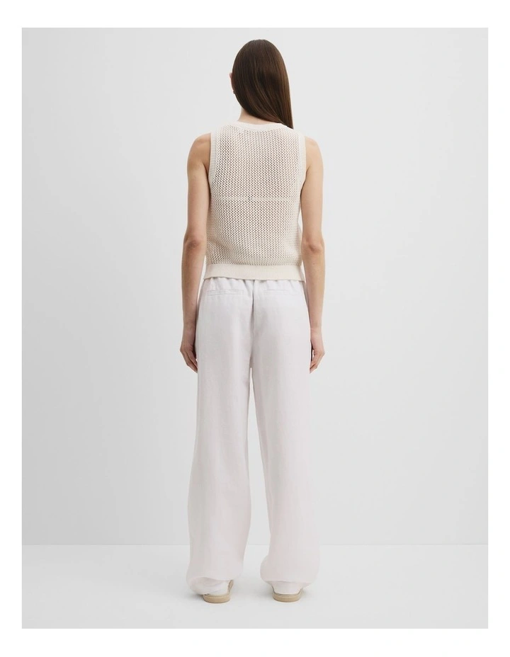 Organically Grown Cotton Crochet Knit Tank in Blanc image 4