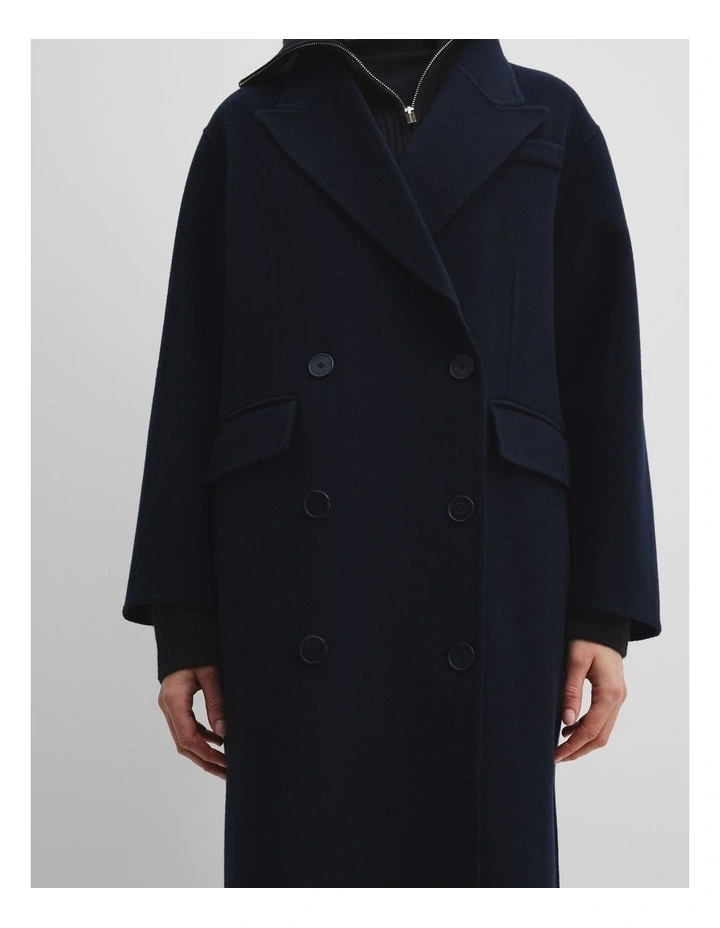 Double-breasted Soft Coat in Deep Navy image 6