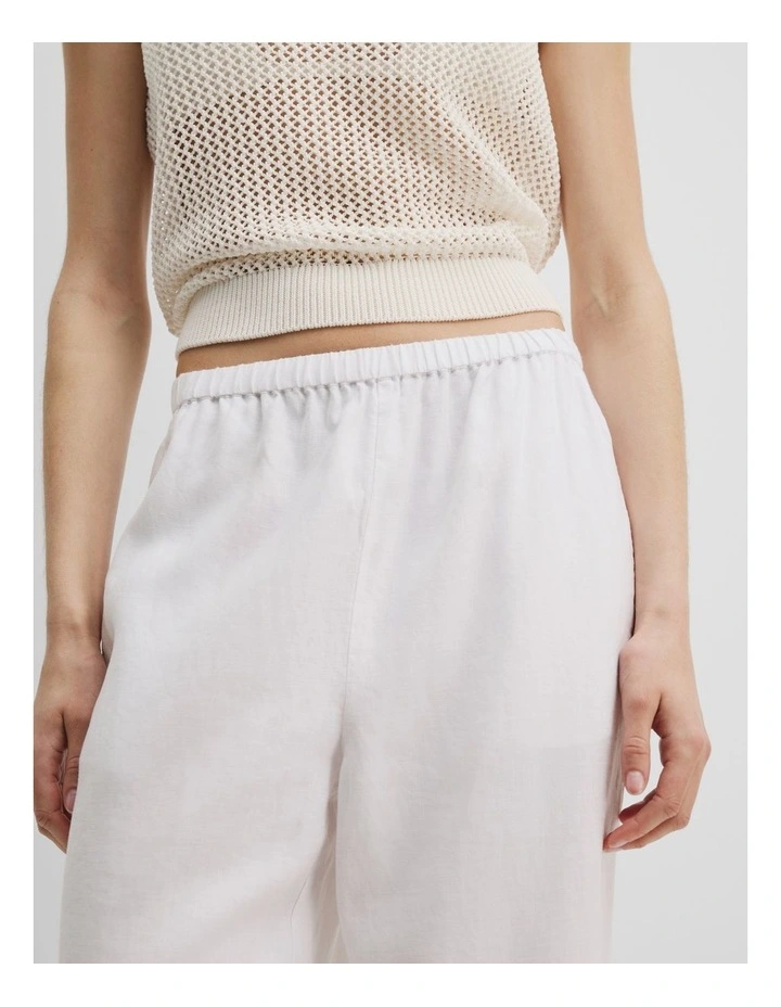 Linen Pull-On Pant in White image 2