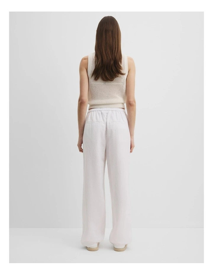 Linen Pull-On Pant in White image 4