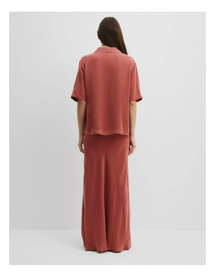 Cupro Button Front Top in Russet image 4